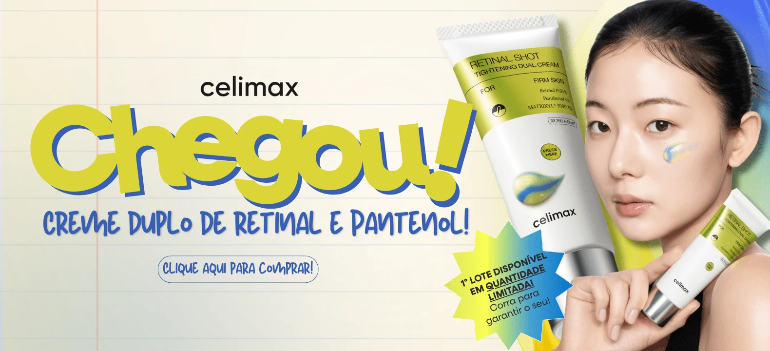 Chegou o creme duplo de retinal e pantenol Celimax