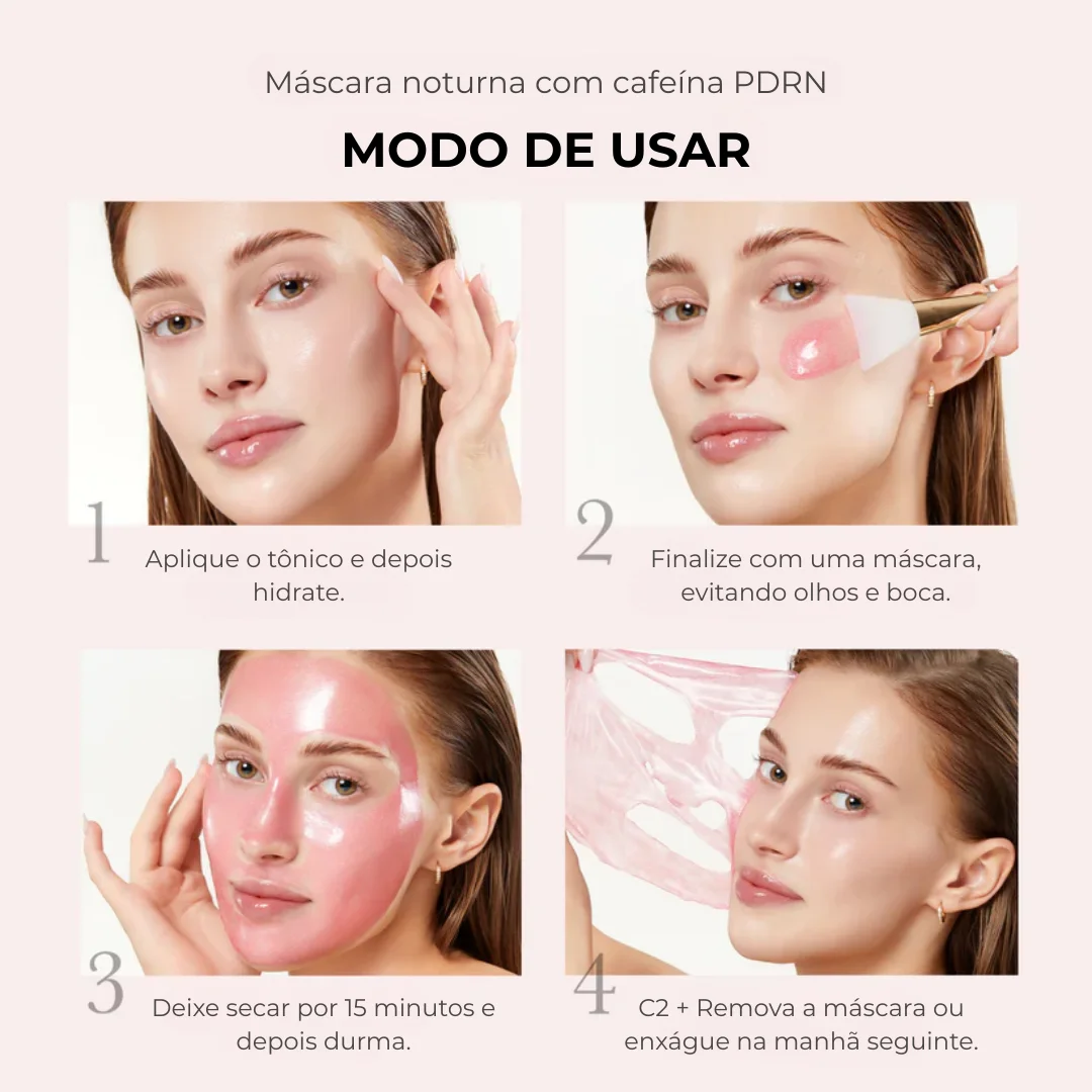 Máscara Noturna PDRN Cafeína Rosa – Hidratação e Firmeza