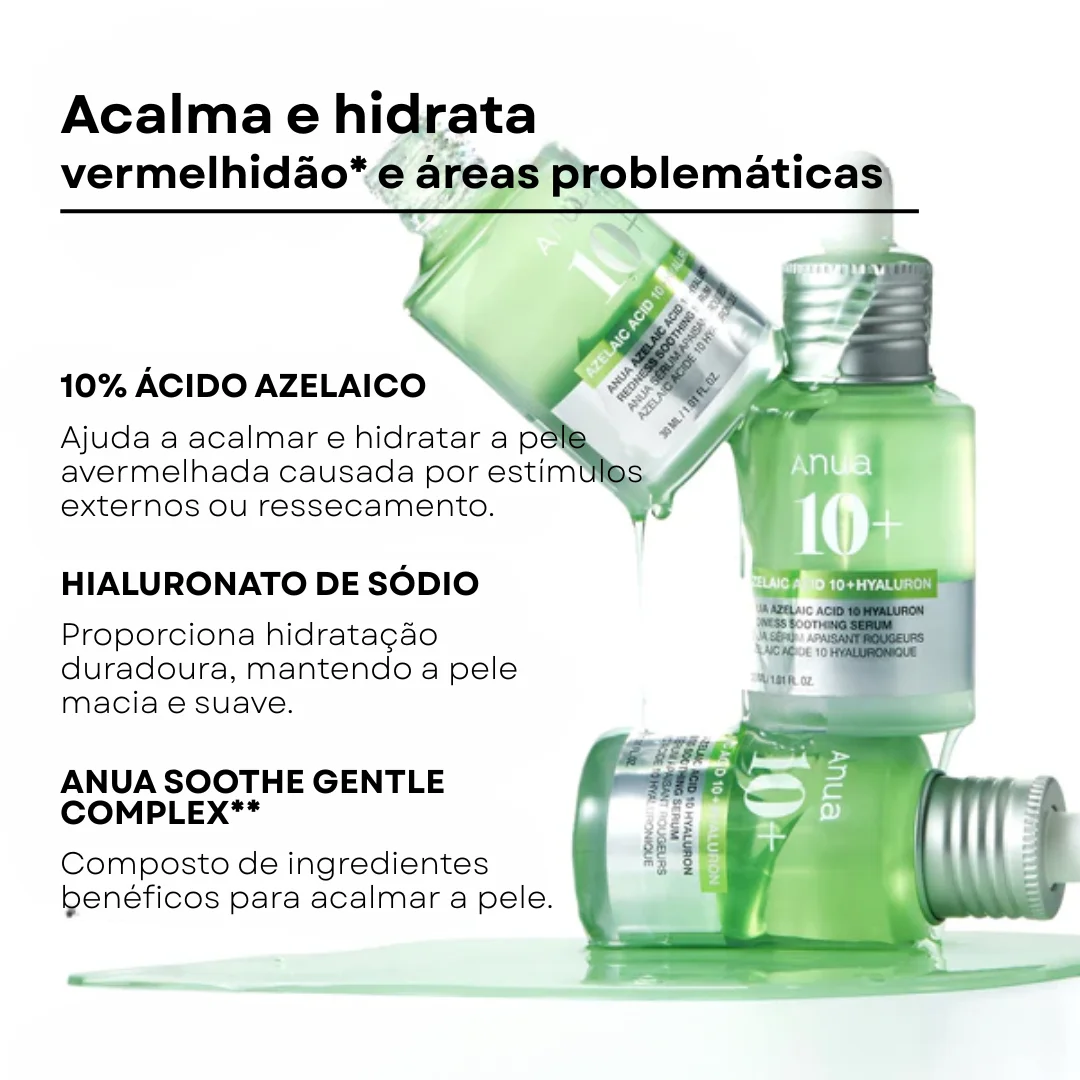 Sérum Calmante com Ácido Azelaico 10% e Ácido Hialurônico