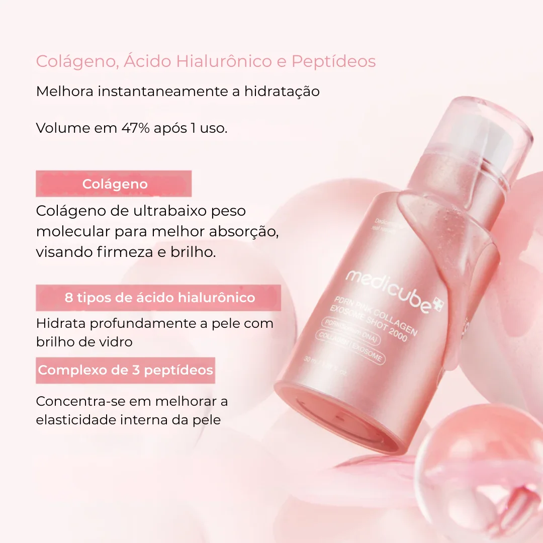 Soro Shot PDRN 2000 Collágeno Rosa – Glow e Elasticidade